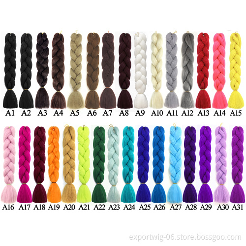 High Temperature Fiber Synthetic Pre Stretched Extension Wholesale 24inch 100g Jumbo Braiding Hair Bulk